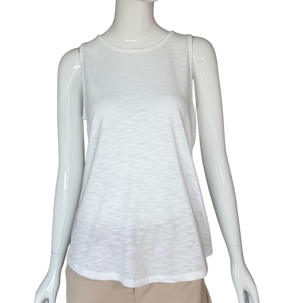 White House Black Market White Tank Cutout Back Size M NWT - Picture 5 of 6